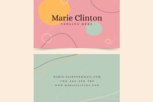 Abstract business card with pastel-colored stains template collection