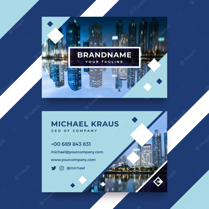 Abstract business card with photo template