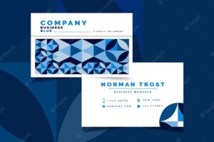 Abstract classic blue business card template concept