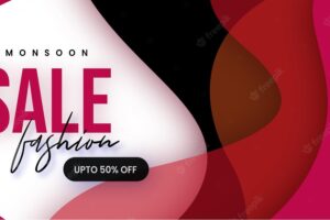 Abstract fashion monsoon sale banner offer discount business background free vector