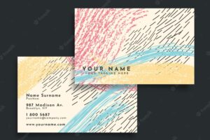 Abstract hand painted visit card with lines