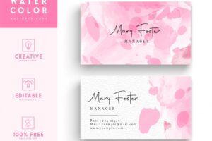 Abstract pink background watercolor business card