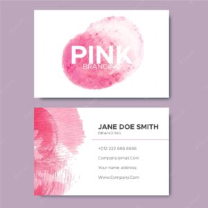Abstract pink paint brushes business card