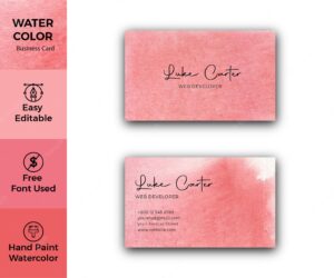 Abstract red watercolor texture business card