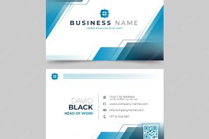 Abstract white visiting card with blue shapes template