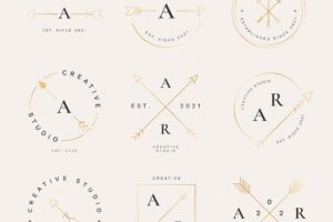 Aesthetic arrow logo template business branding, simple design vector set