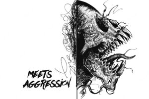 Aggressive monster tattoo design hand drawn sketch vector illustration