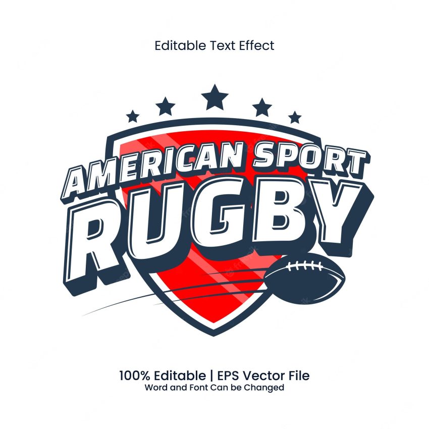 American rugby club emblem logo customized text effect editable