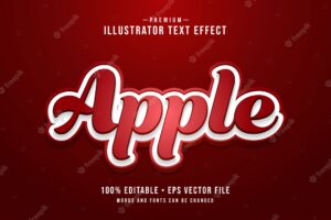 Apple editable 3d text effect or graphic style with red gradient