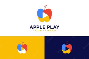 Apple logo design with play or media