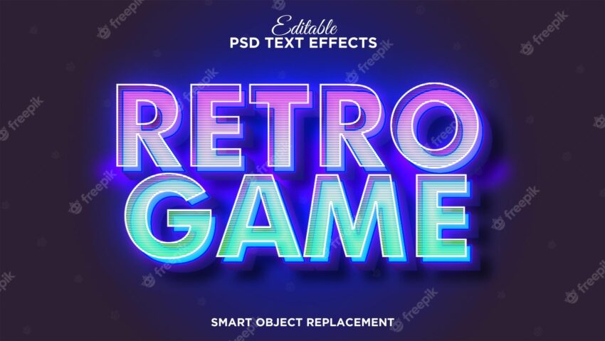 Arcade retro game text effect with modern color style