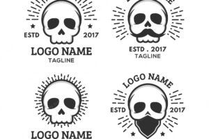 Assortment of flat skull logos