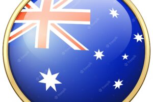Australia flag on round badge