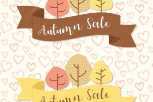 Autumn sale ribbons with trees