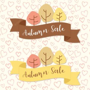 Autumn sale ribbons with trees