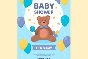 Baby boy shower invitation template theme