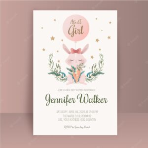 Baby girl shower invitation template