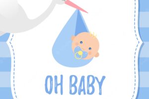 Baby shower card design.  illustration. birthday template invite.