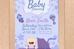 Baby shower card in hand drawn style