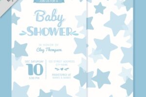 Baby shower card with blue stars
