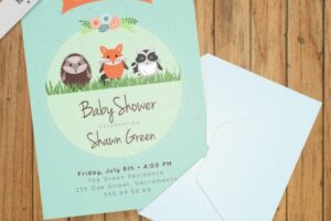 Baby shower card with lovely animals