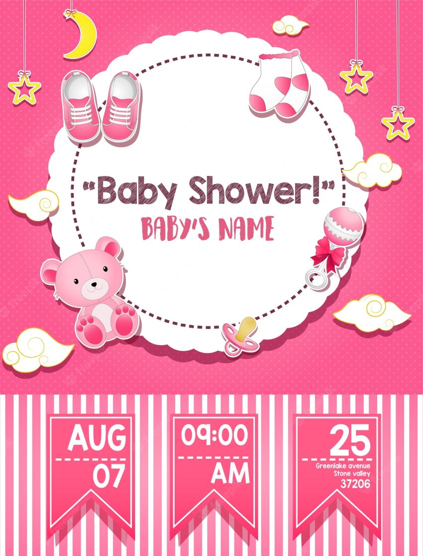Baby shower invitation card for girl