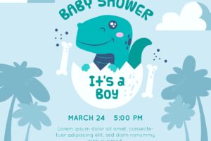 Baby shower invitation dinosaur design