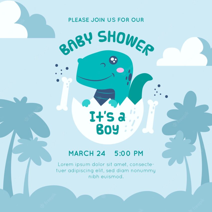 Baby shower invitation dinosaur design