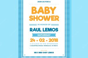 Baby shower invitation template in flat style