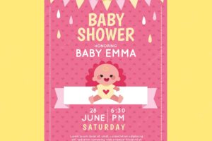 Baby shower invitation template for girl