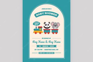 Baby shower invitation template premium vector