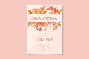 Baby shower invitation template sweet floral design theme cute flower