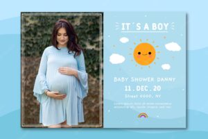 Baby shower invitation template with photo for boy