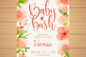 Baby shower invitation in watercolor style