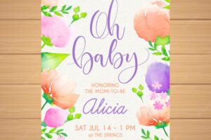 Baby shower invitation in watercolor style