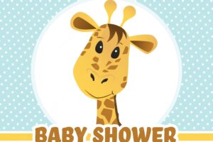 Baby shower invitation with cute giraffe