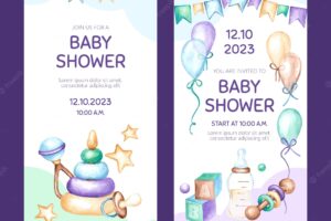 Baby shower party celebration vertical banners set