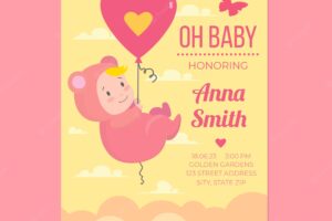 Baby shower template invitation for girl concept