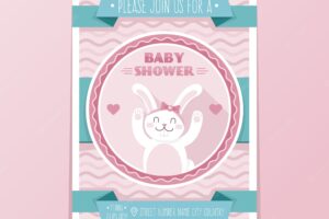 Baby shower template with bunny