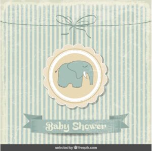 Baby shower vintage card with elephant