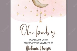 Baby shower watercolor invitation card