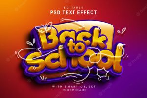 Back to school text effect with doodle
