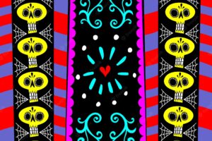 Background of colorful decorative elements of the day of the dead