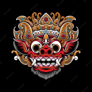 Balinese barong mask  illustration