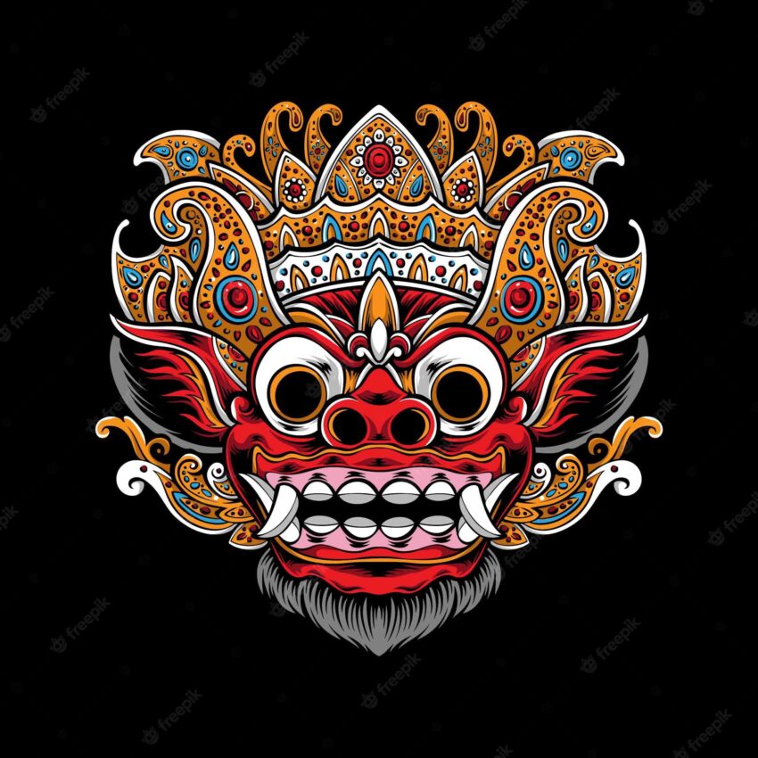 Balinese barong mask  illustration