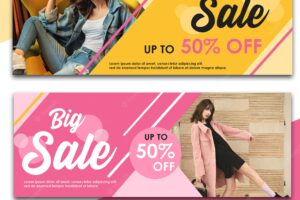 Banner sale pink and yellow template
