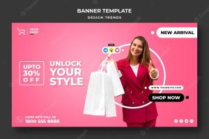 Banner shopping woman ad template