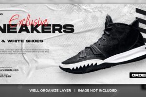Banner sport shoes sale social media post and facebook web banner template