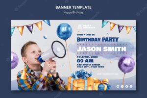Banner template with birthday party