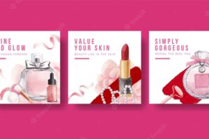 Banner template with skin care beauty conceptwatercolor stylexa